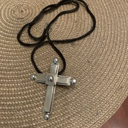 Cross Pure Silver 925 With Rope Necklace