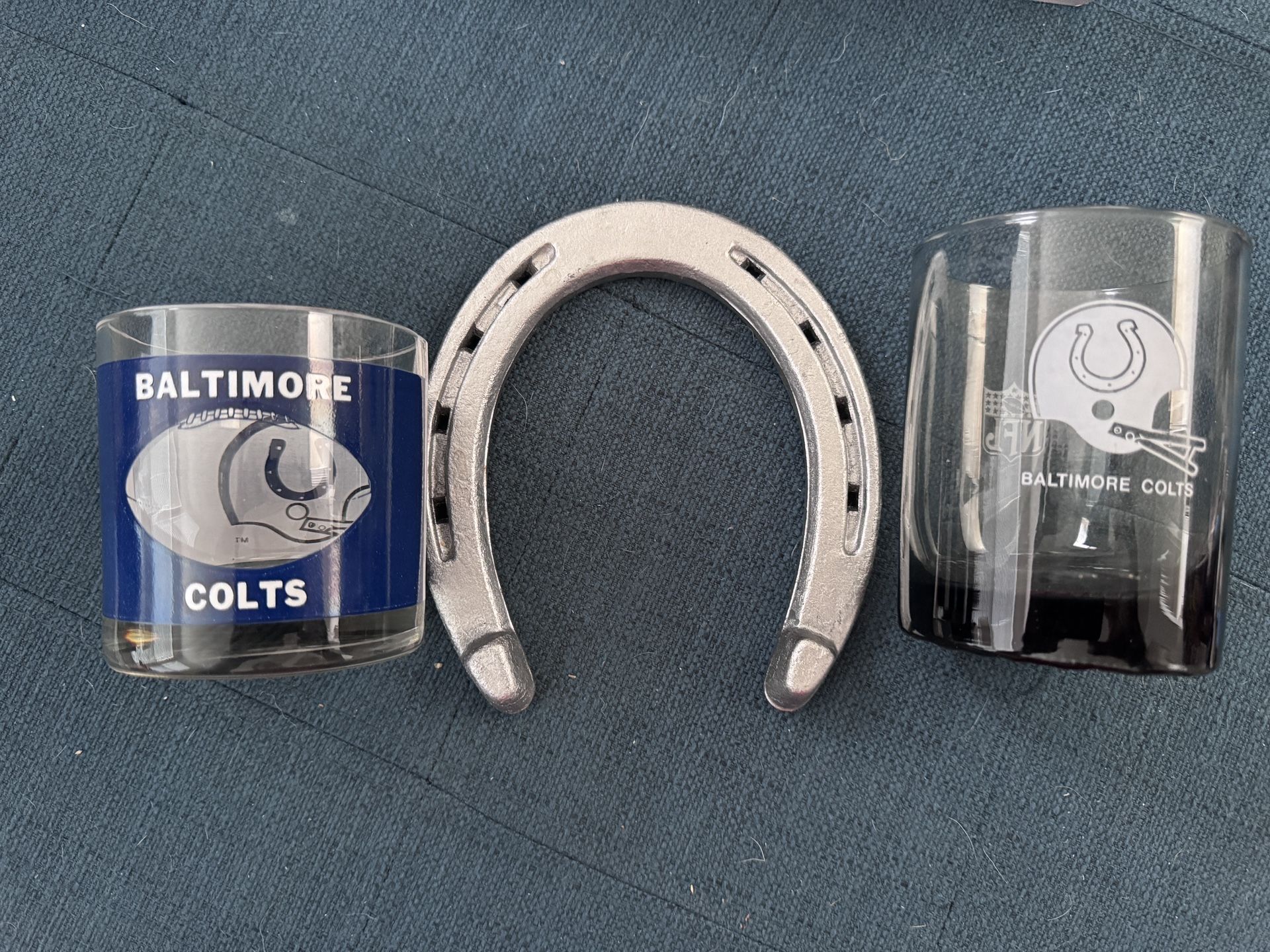 Vintage Baltimore Colts - NFL Glass with Horseshoe
