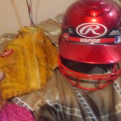 Helmet Glove And Bat $40 Obo