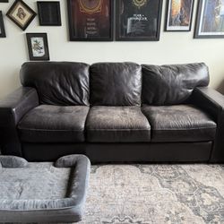 Moving sale! Black Leather Couch. 