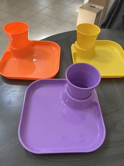 Reusable Plates With Cup holders Brand New