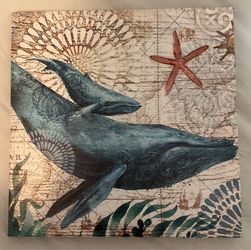 Whale canvas wall hanging