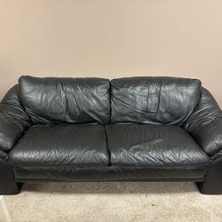 Leather Couch, Chair & Ottoman (black)