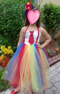 Girls size 10-12 rainbow tutu clown costume