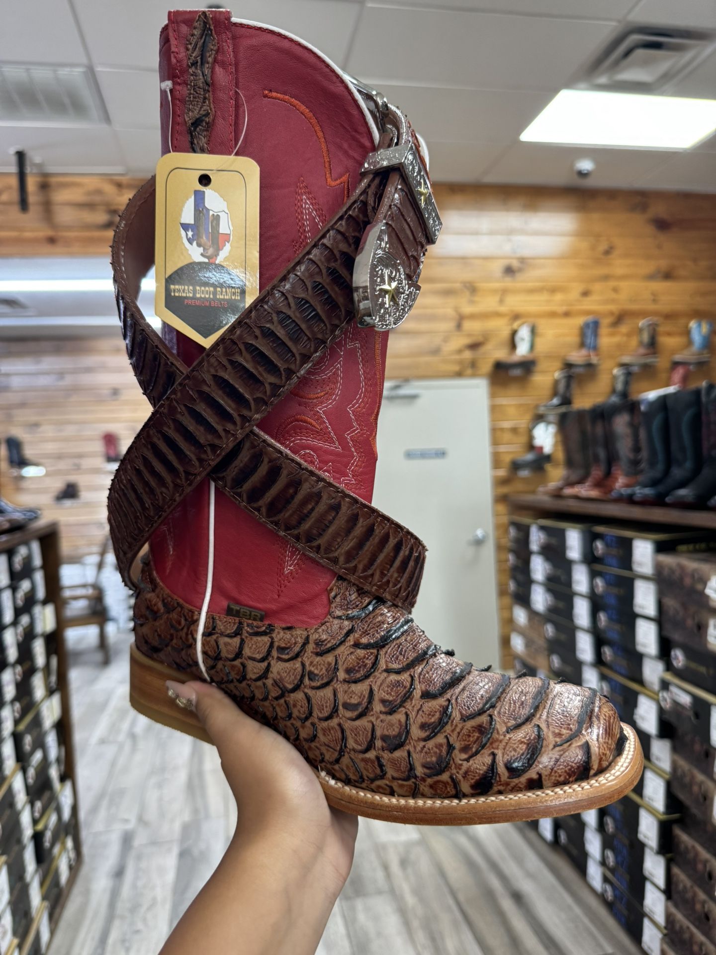 pitón cognac boot and belt