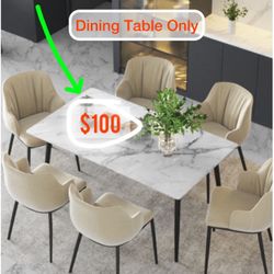 🔥Brand New 55” Sintered Stone Dining Table – White Marble, Sealed, Modern Luxury Table