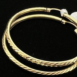 $1350 Diamond Cut Yellow Gold Hoops
