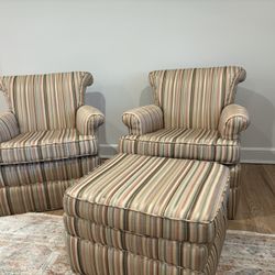 2 Club Chairs And Ottoman 