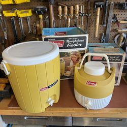 Coleman Vintage Gold Bond Color Cooler Jugs
