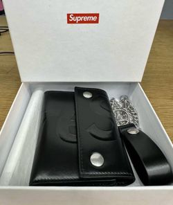Supreme leather chain wallet black