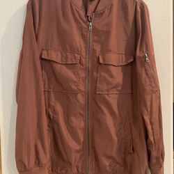 Jacket, from Forever 21. Brown/Carmel Full Zip Long Sleeve Polyester W sz. M