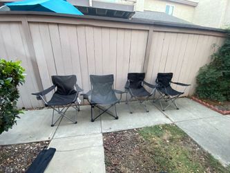 Set of 4 Black Folding Camping Chairs