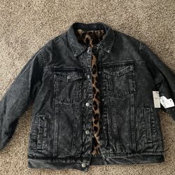 Brand New Distressed Black Jean Jacket