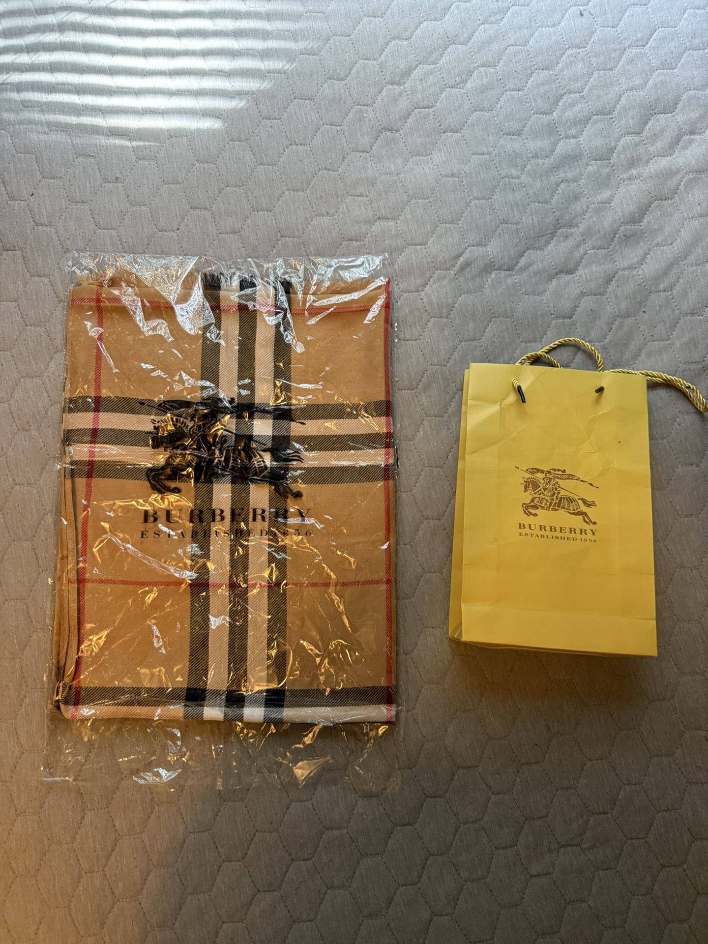 Burberry wide check wool silk scarf