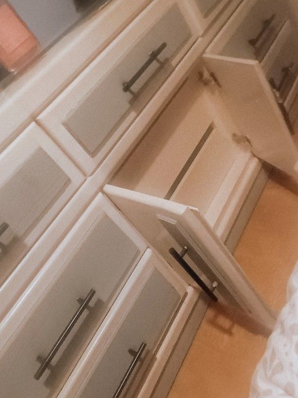 Beautiful Large Dresser With Glass Top! 