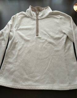 Old Navy Women's Cream-Colored Quarter-Zip Fleece Sweatshirt - Size Large (L)