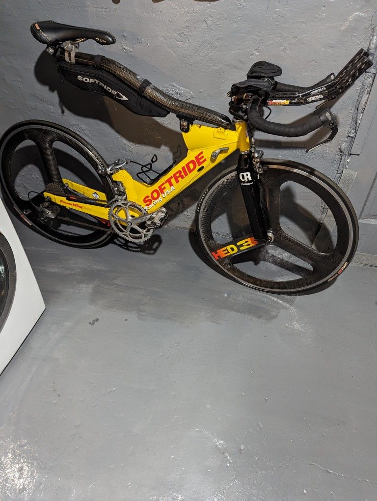 Softride Power Glider 650 Triathlon Road Bike With Carbon Hed 3 Wheel Set