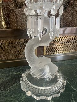 Baccarat frosted Dolphin candle sticks