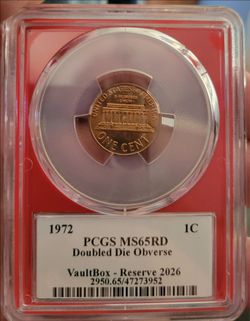 1972 Lincoln Cent Doubled Die Obverse PCGS MS65RD