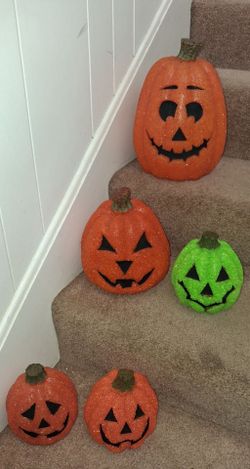 Vintage melted plastic pumpkins