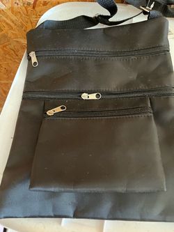 Black Crossbody Bag with Multiple Zip Pockets