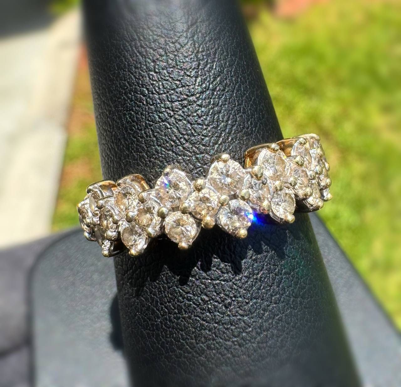 Jewelry 10k solid yellow gold natural diamond crown fashion ring size 7.75