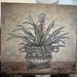 Print on wood "Aloe in Classical Urn" by artist John Park 32 x 34