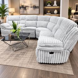 Modern living room reclining sectional sofa