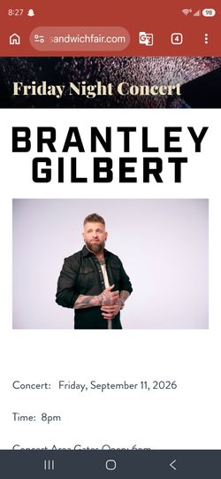 Brantley Gilbert Pit Tickets Sandwich Fair