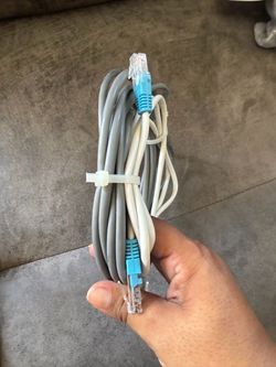 Gray Ethernet Patch Cable with Blue Connectors