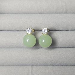 Jade & White Sapphire Earrings 
