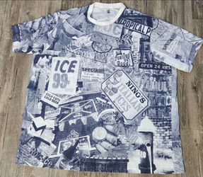 Men's Y2k Rocawear All Over Print NY Bodega T-shirt Size 3XL Streetwear RARE!
