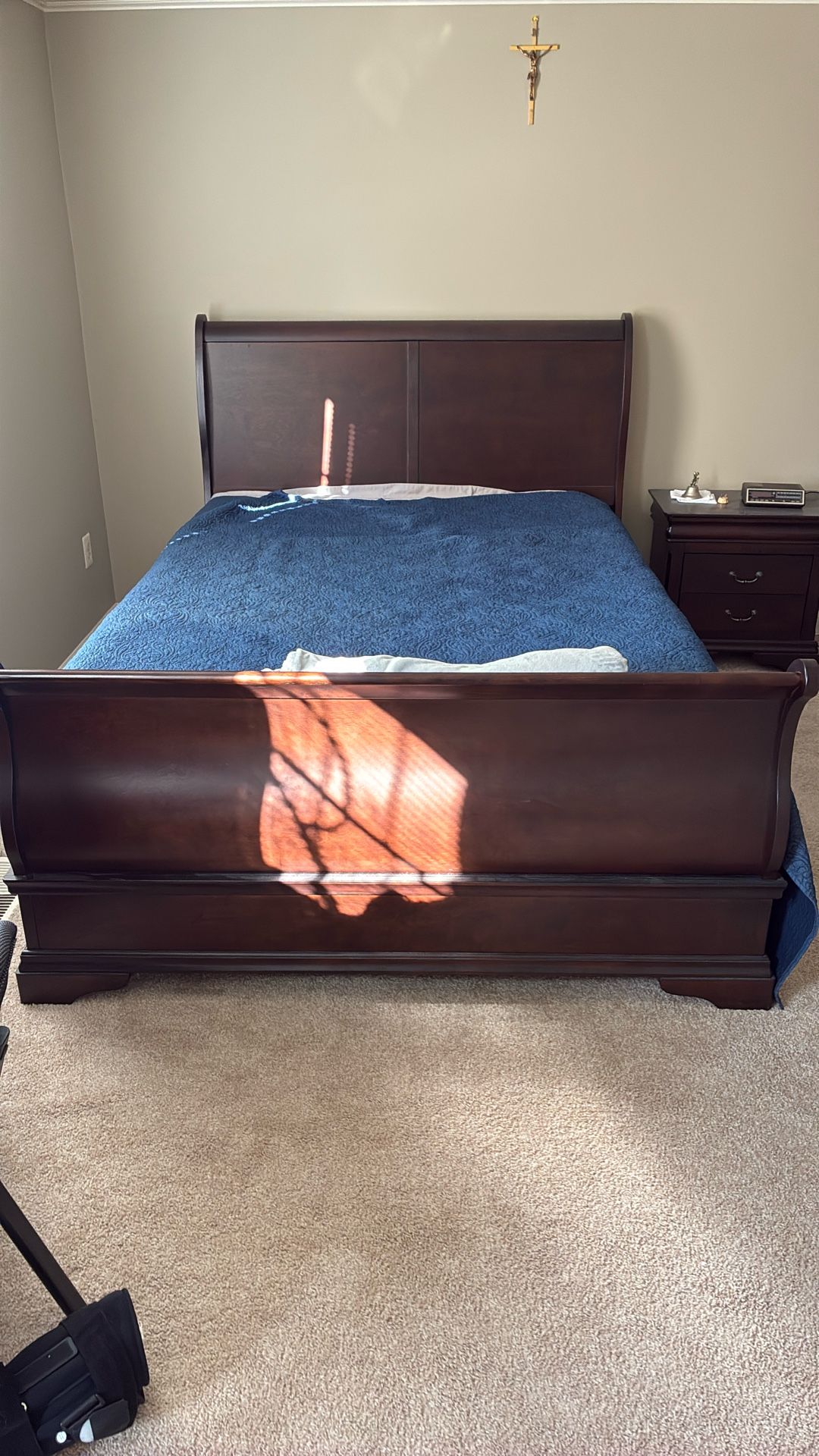 Cherry Sleigh Bed, Dresser, And Nightstand