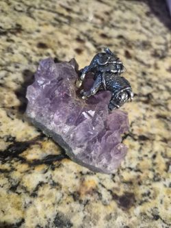 Amethyst rock with pack donkey