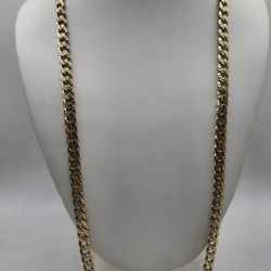 10kt Diamond Cut Curb Link Chain 32G 26"