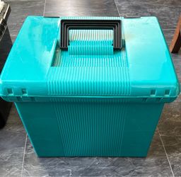 Teal Plastic Portable File Storage Box