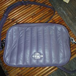 NWT Coach ( Authentic ) C1569 Puffy Linear Quilting Jes Silver Amethyst Leather Crossbody Bag