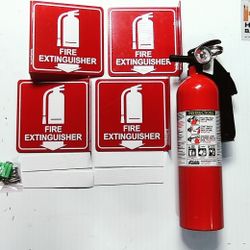 Four Plastic Double-sided Fire Extinguisher Signs Has Double Stick And Mounting Hardware One 4.2 Lb Fire Extinguisher $30