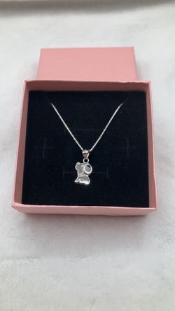 Sterling Silver Small Cutie Puppy Dog CZ Pendant Necklace