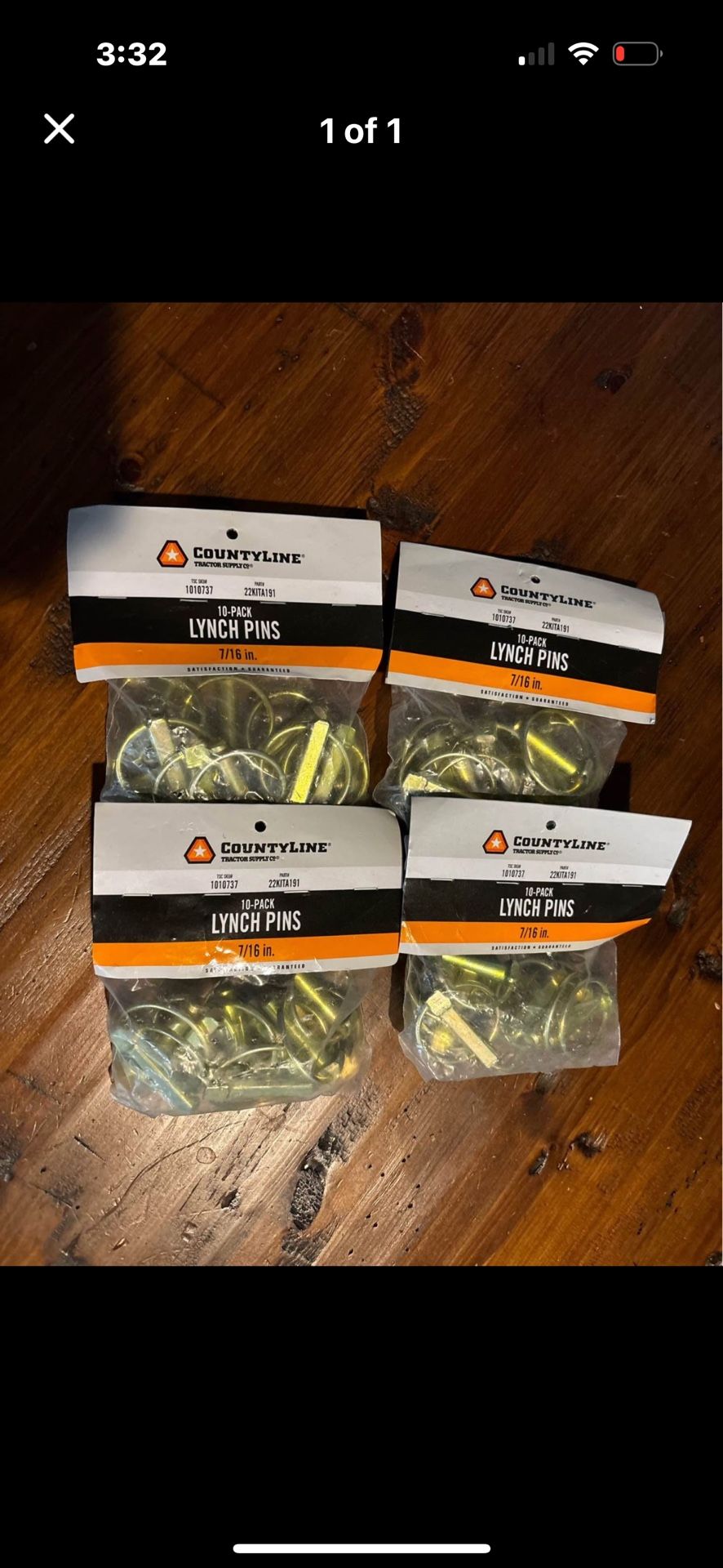 COUNTYLINE® TRACTOR SUPPLY CO® PART# 1010737 22KITA191 10-PACK LYNCh Pins