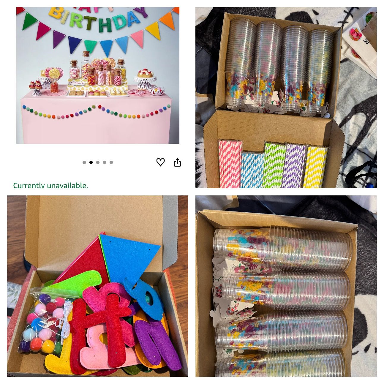 $10-Rainbow Pre-Strung 3D Rainbow Happy Birthday Banner & 100 Hawaiian cups, straws