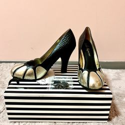 New Lola Ramona Heels – Size 38 (Black/Gold) with Box & Bag