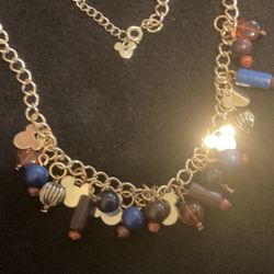 20”GoldTone Mickey Link Necklace With Dangling Charms,by Disney