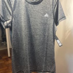 Adidas Grey Heather Short Sleeve Athletic T-Shirt - Size M