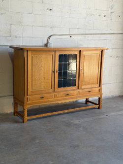 Vintage Danish Oak Cabinet by Stilmobler, 1970s Display Sideboard