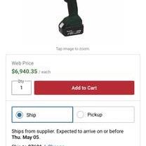 GREENLEE Latching Head Cordless Crimping Tool, Pistol Grip 