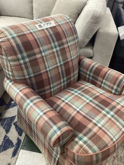 Plaid Upholstered Accent Armchair