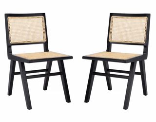 Safavieh Hattie Dining Chair Set of 2 (Black and Rattan Chairs)