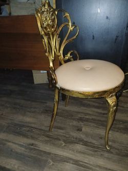 Antique or vintage gold Painted cast iron frame dressing room chair