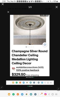 NEW Cost $325 STUNNIN Designer Round Silver Gold Ceiling Medallion Trim
